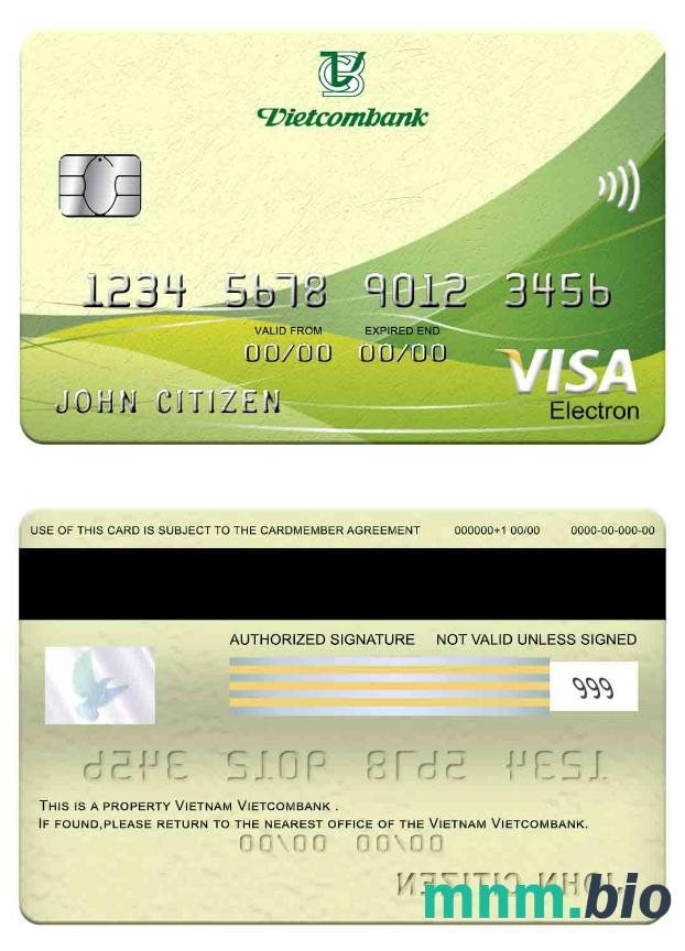 Vietnam Vietcombank visa electron karta przykład w formacie PSD